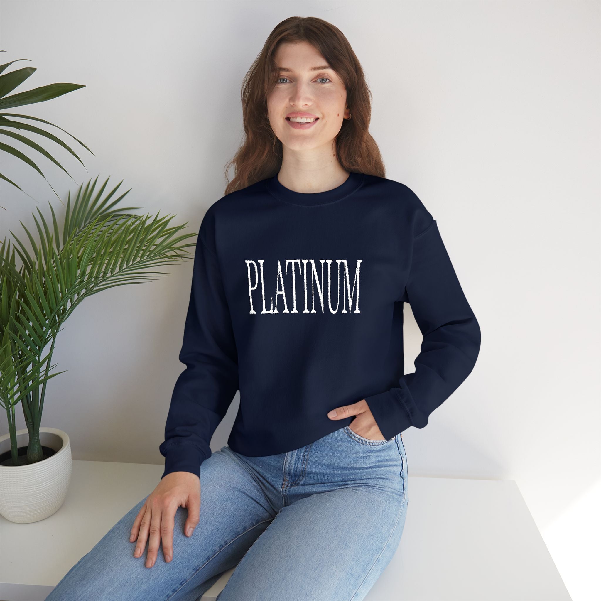 White Embroidered Platinum | Adult Crew
