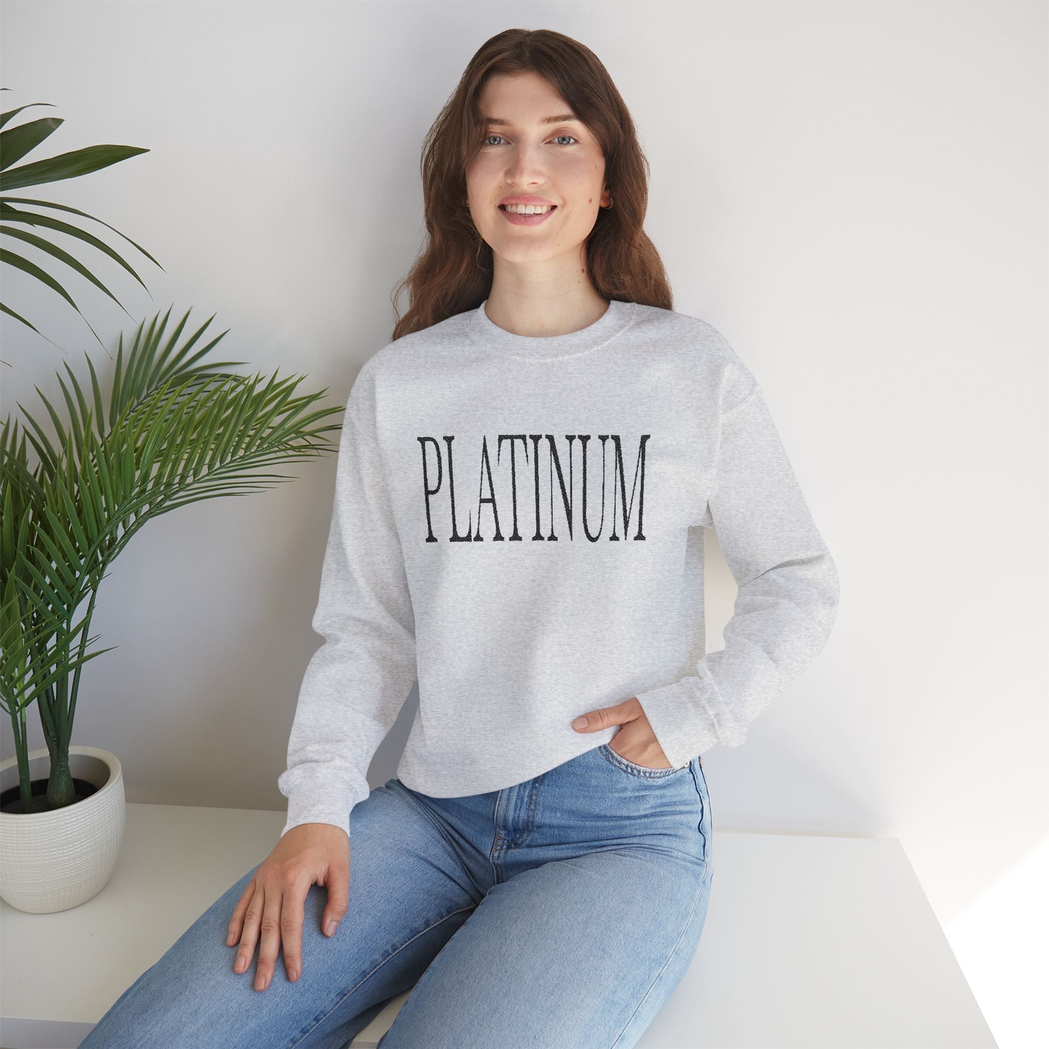 Black Embroidered Platinum | Adult Crew