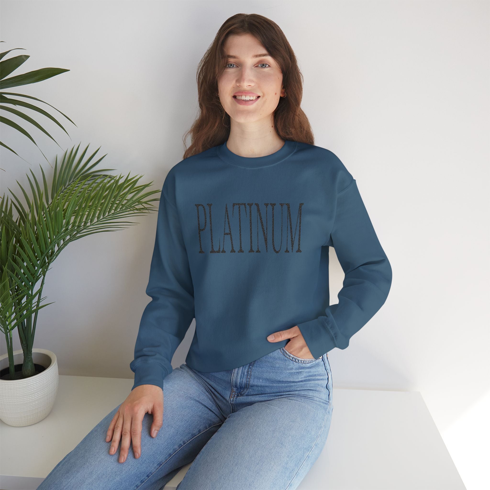 Black Embroidered Platinum | Adult Crew