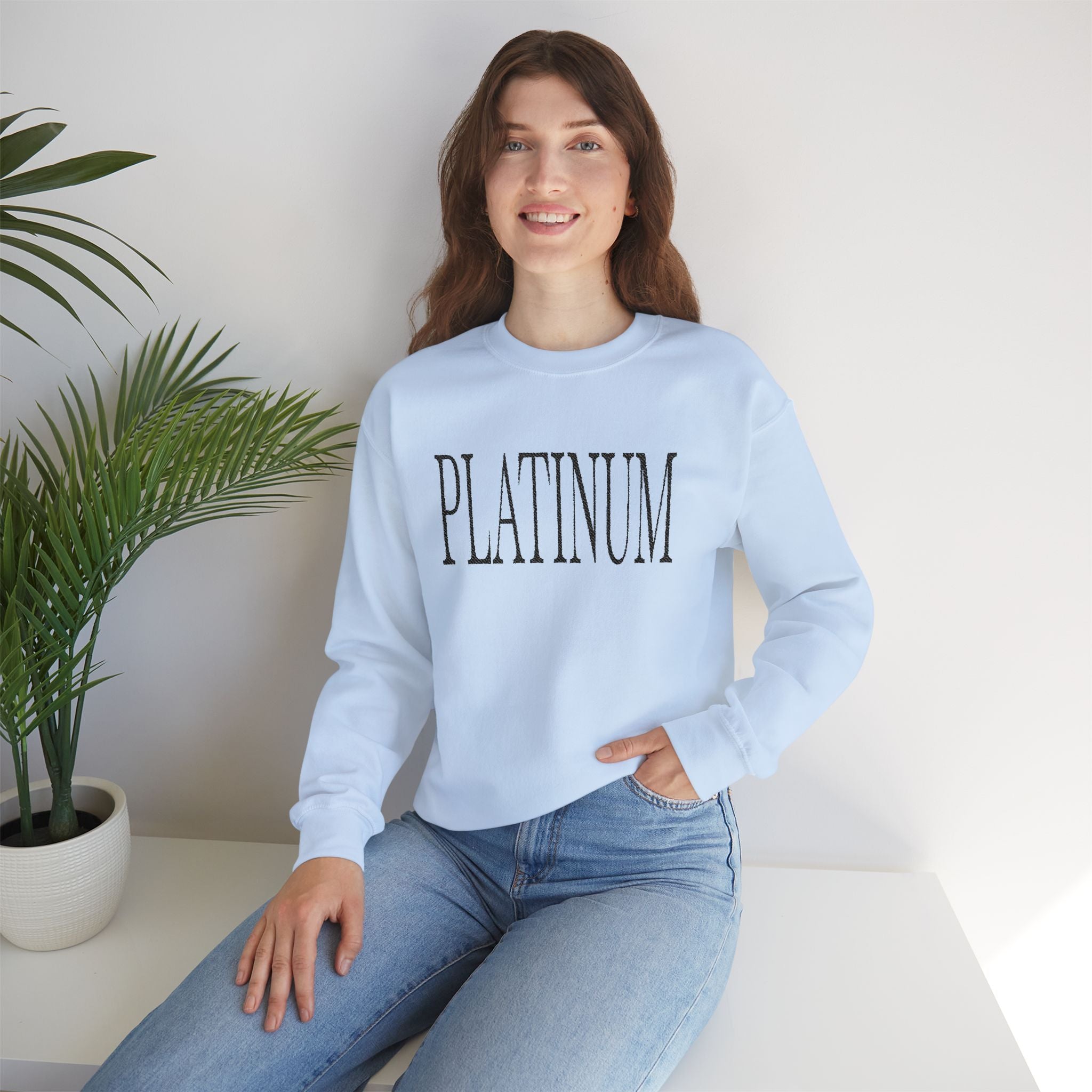 Black Embroidered Platinum | Adult Crew