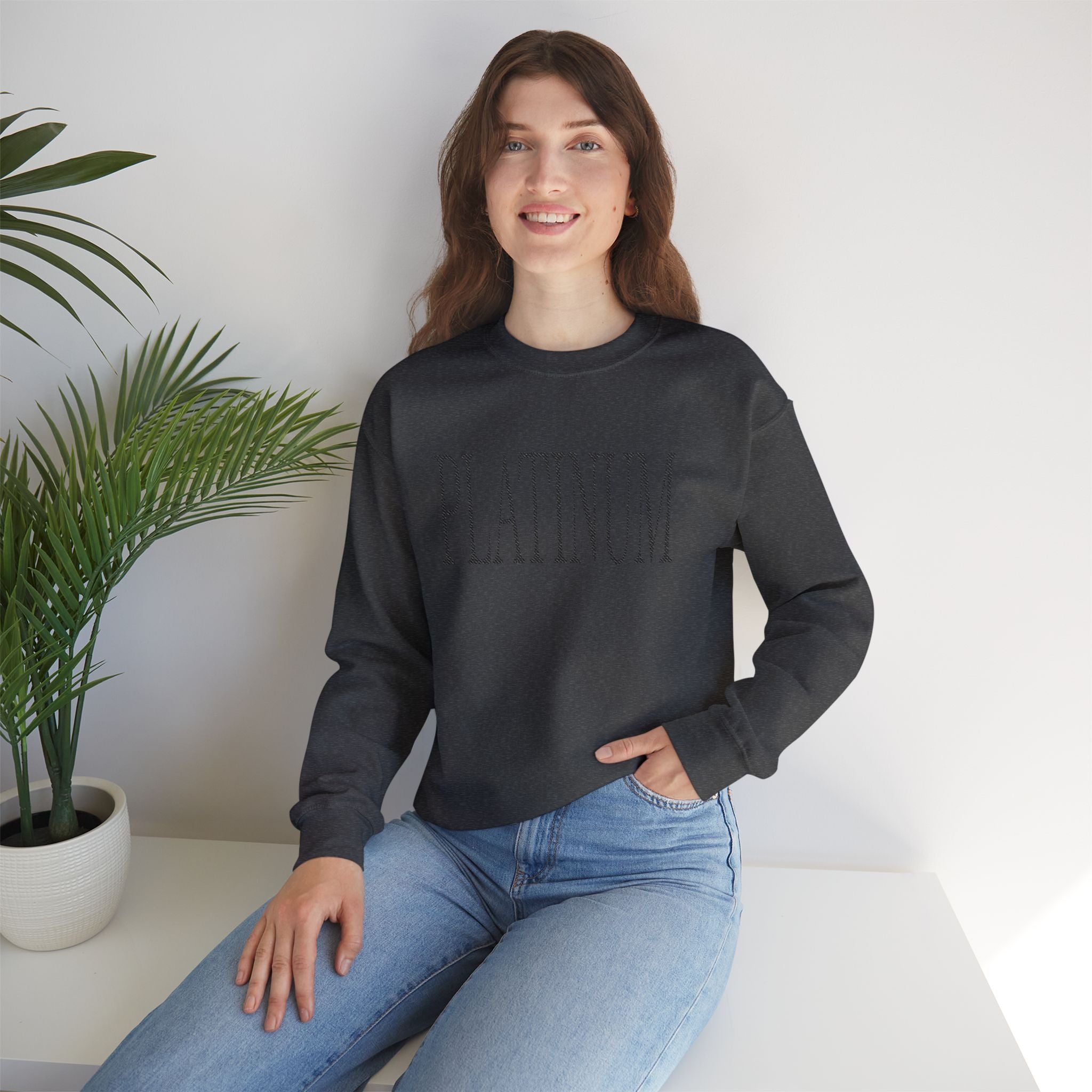 Black Embroidered Platinum | Adult Crew