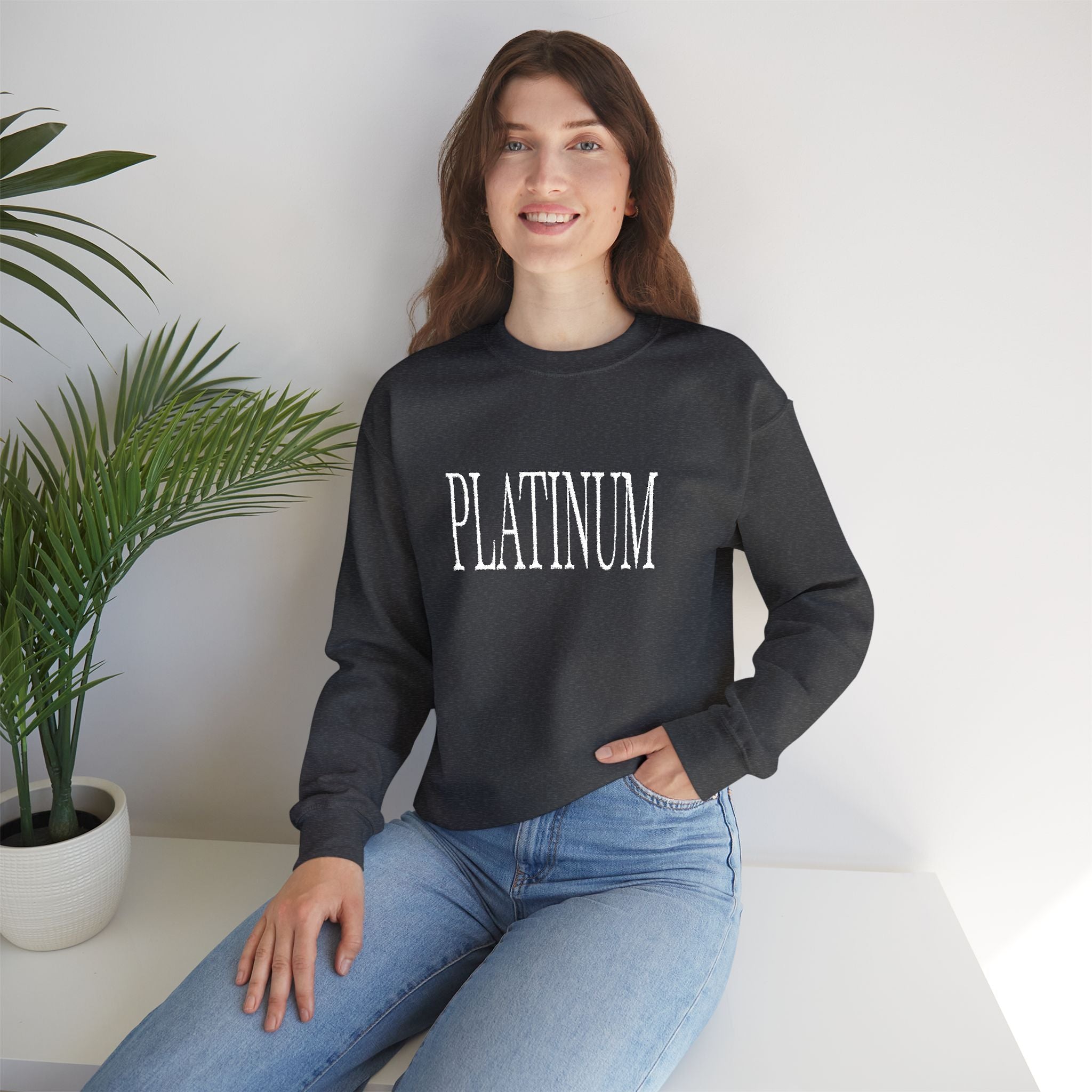 White Embroidered Platinum | Adult Crew