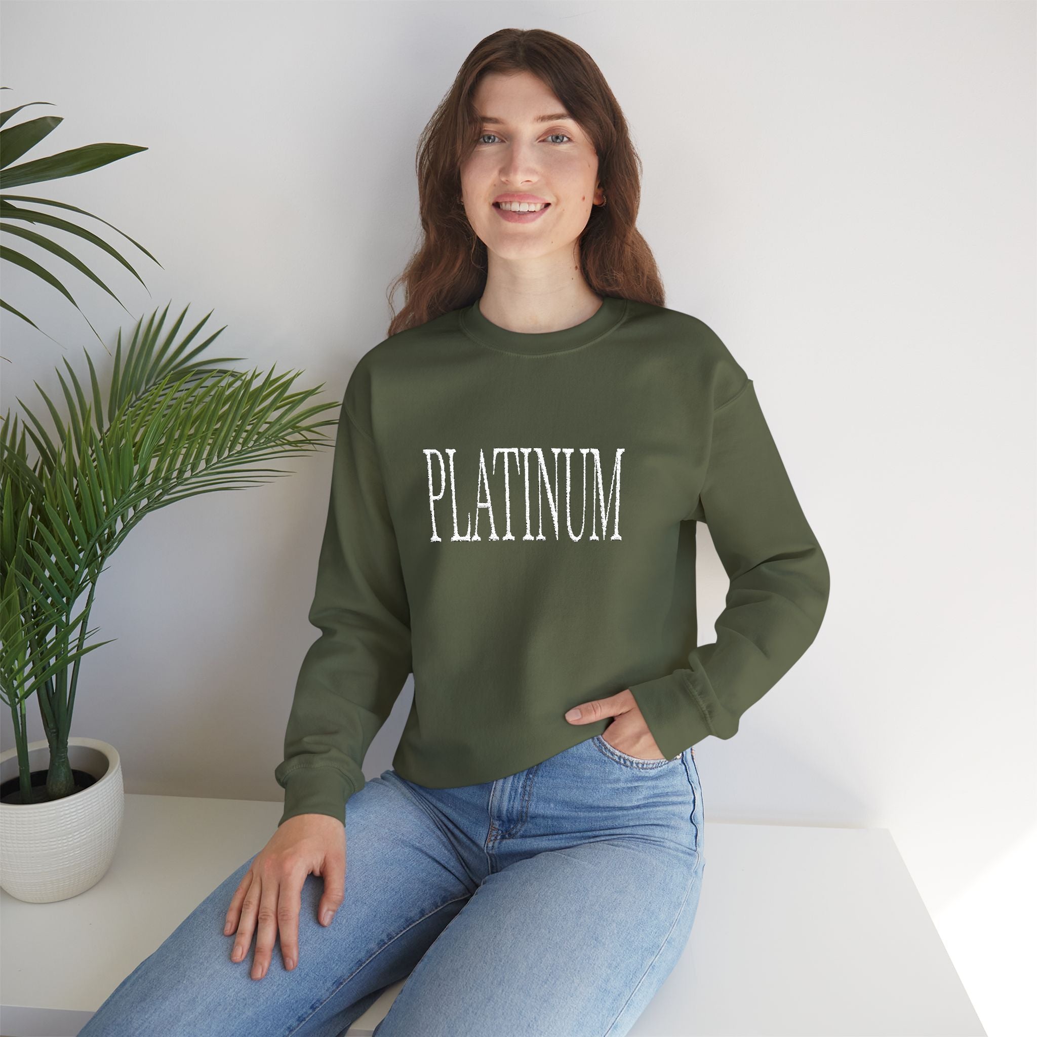 White Embroidered Platinum | Adult Crew