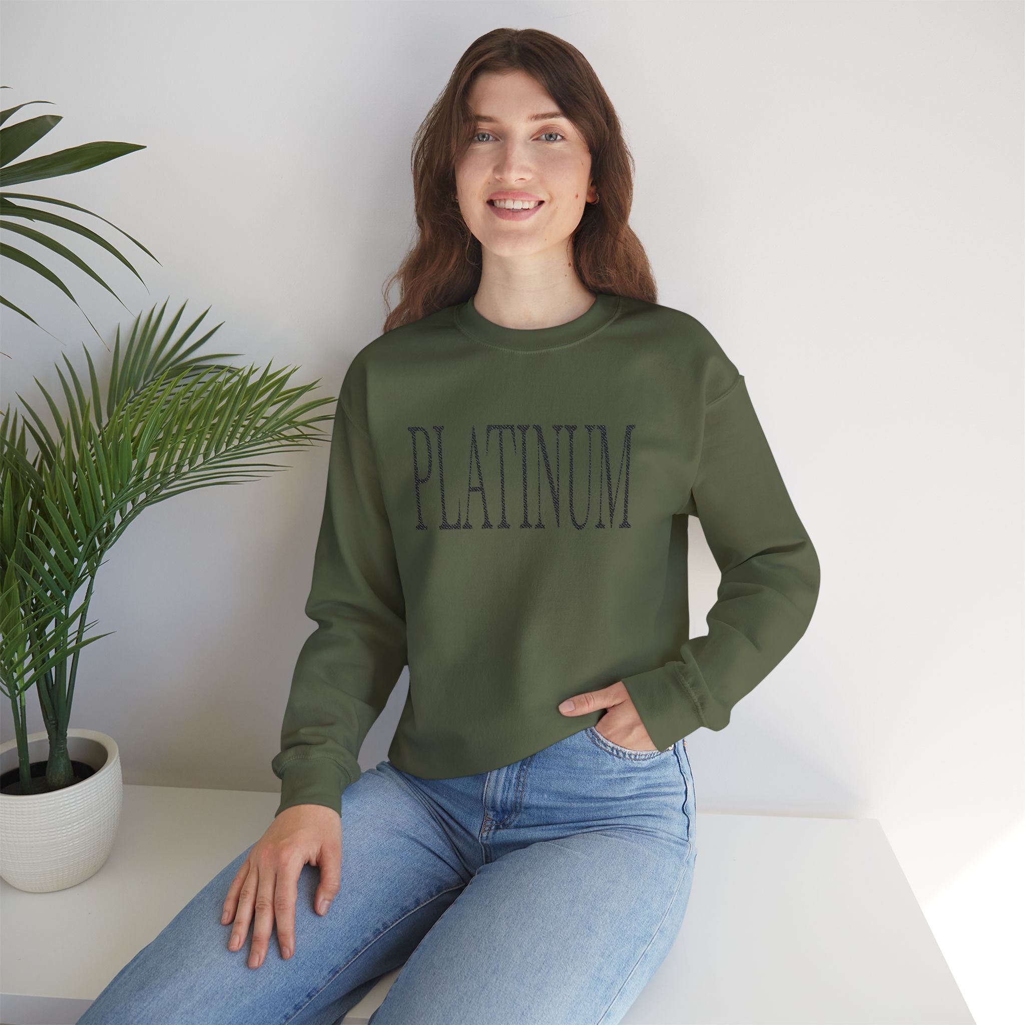 Black Embroidered Platinum | Adult Crew