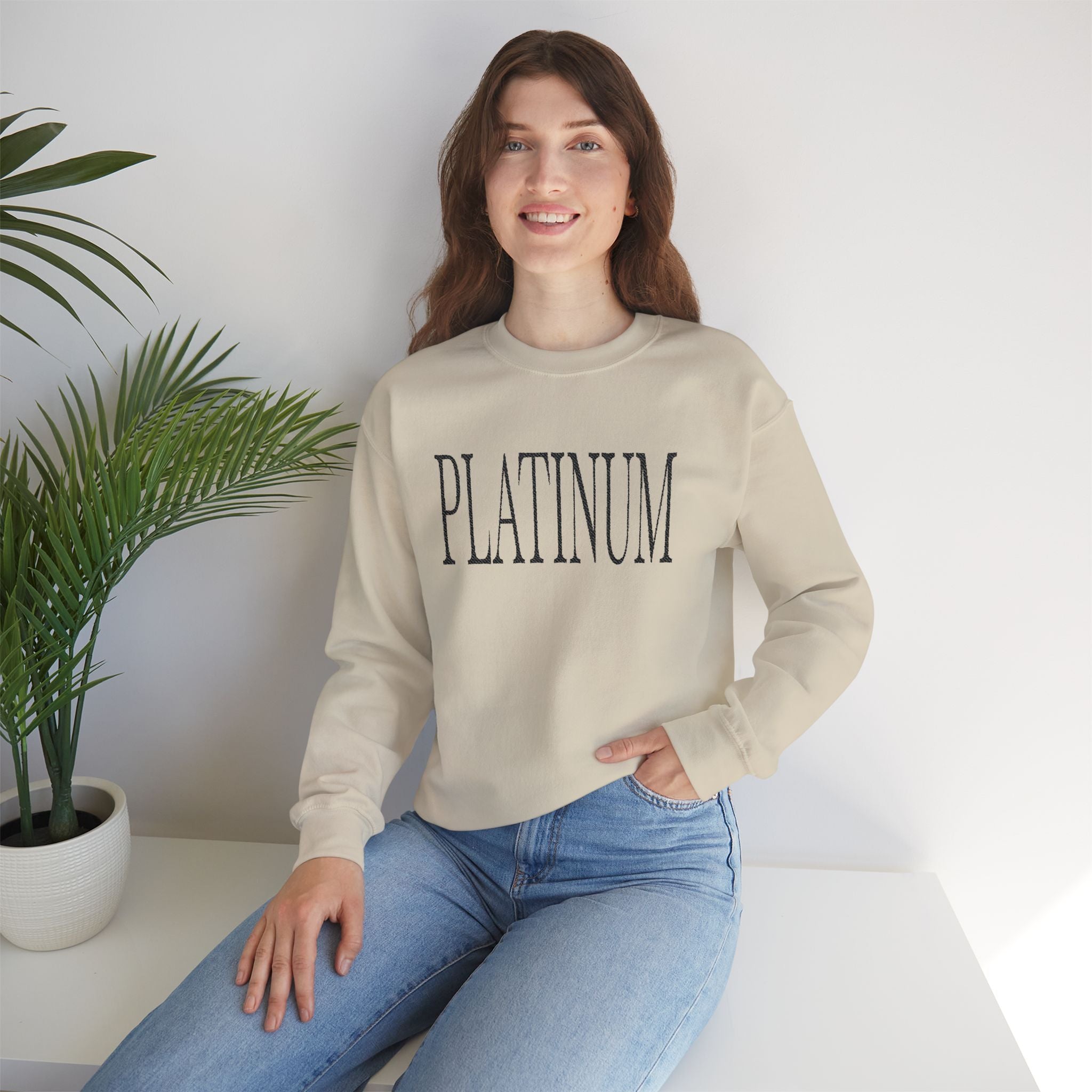 Black Embroidered Platinum | Adult Crew