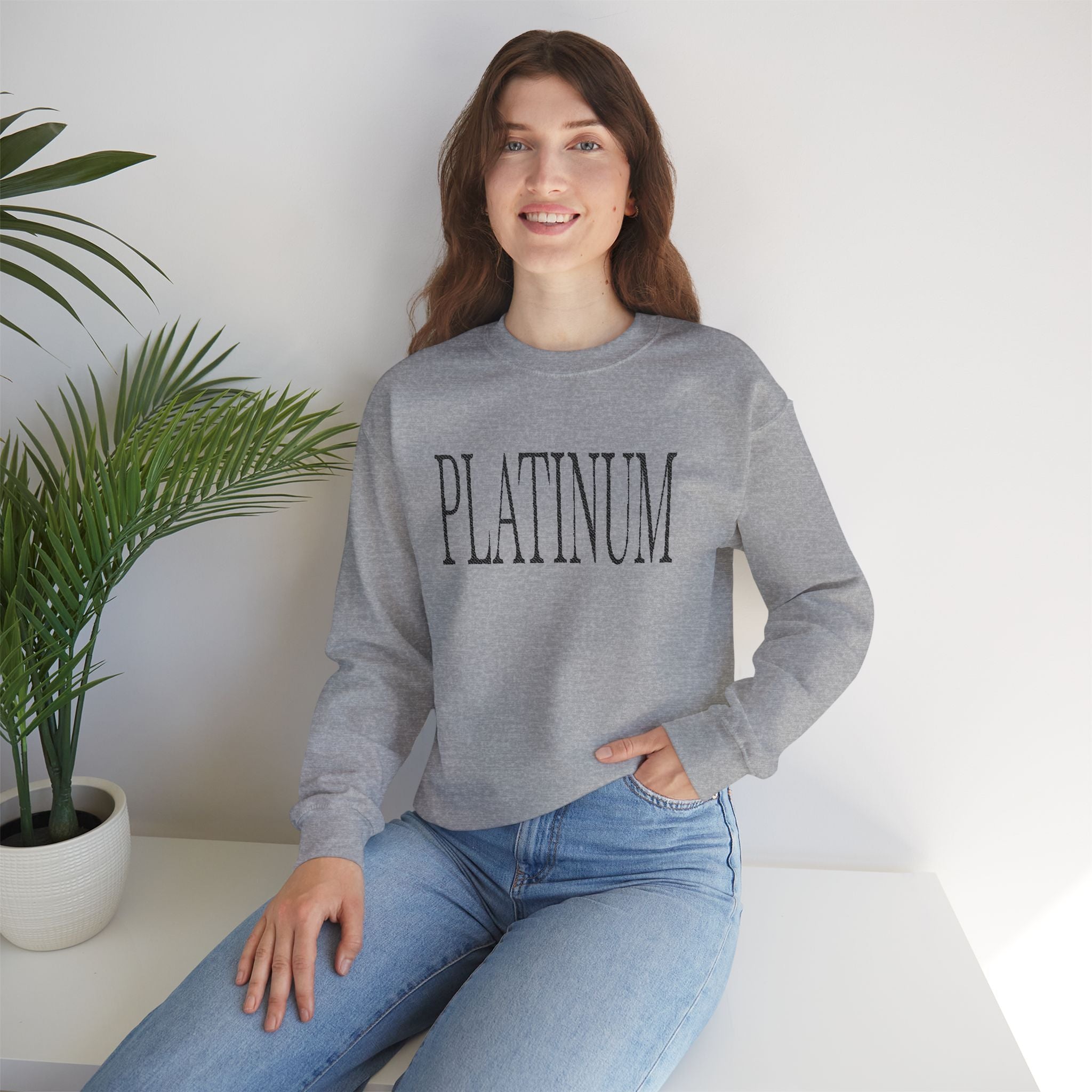 Black Embroidered Platinum | Adult Crew