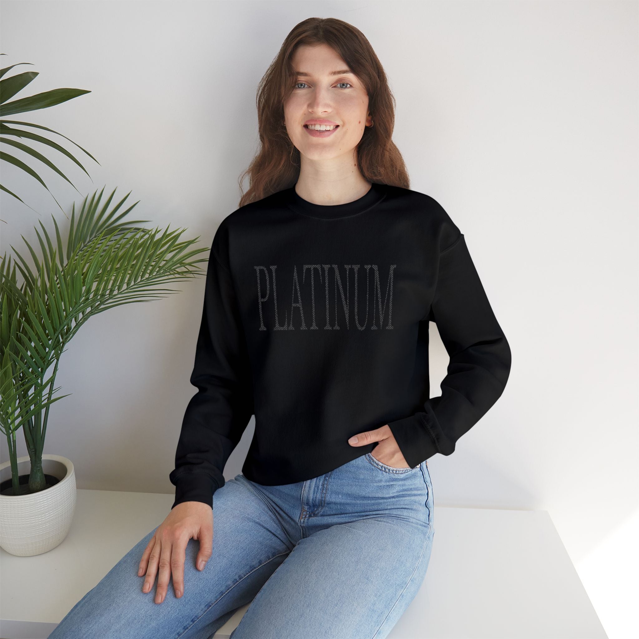 Black Embroidered Platinum | Adult Crew