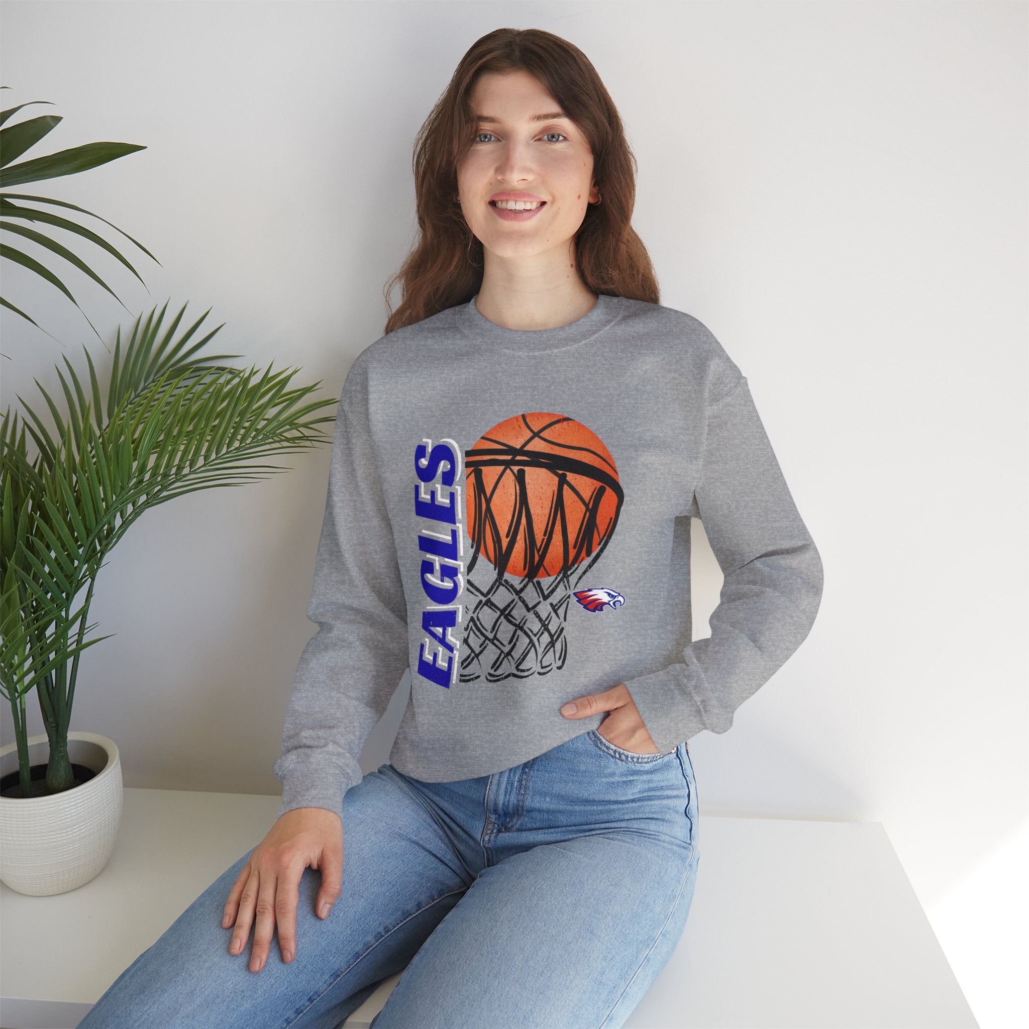 Distressed Hoops | Adult Crewneck