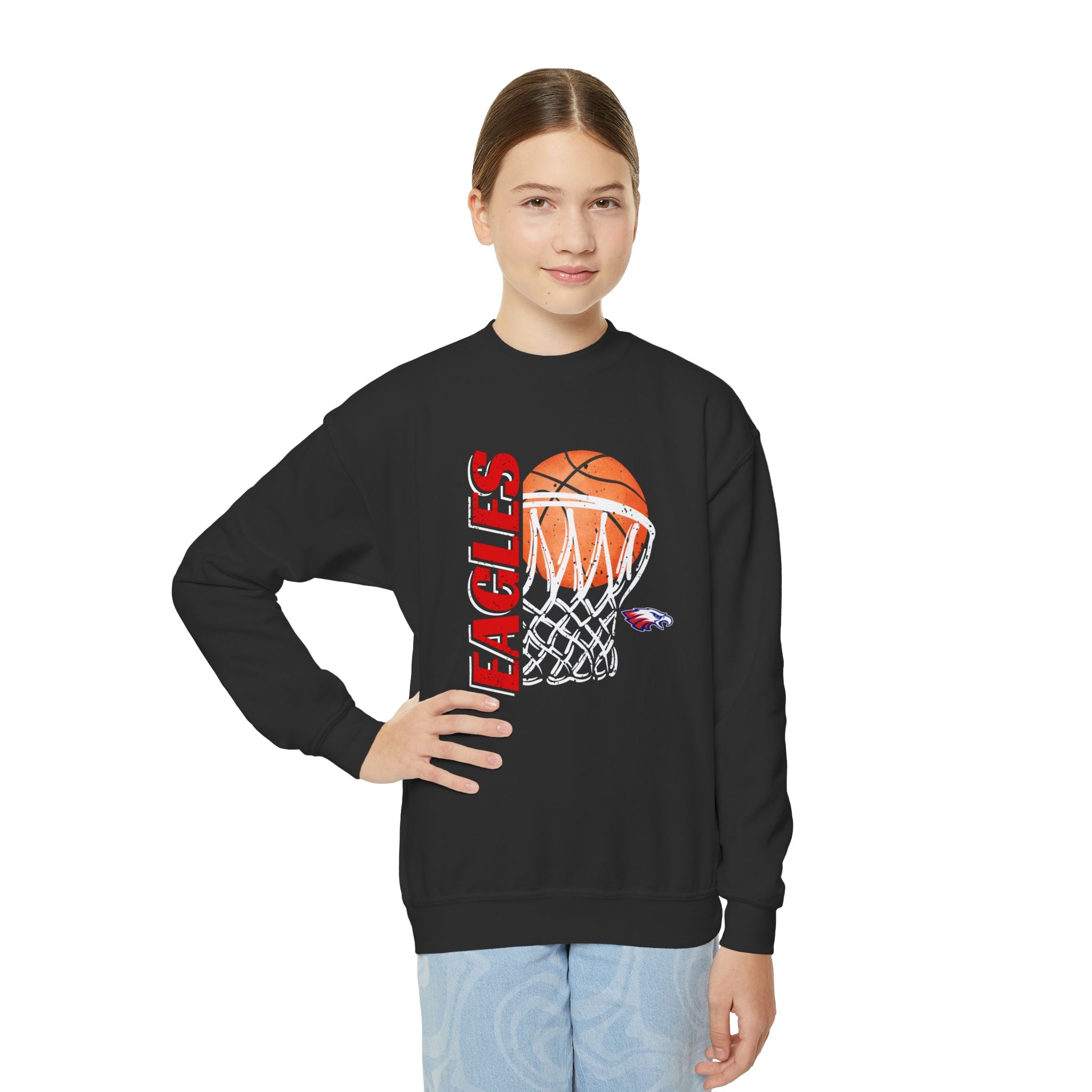 Distressed Hoops | Youth Crewneck