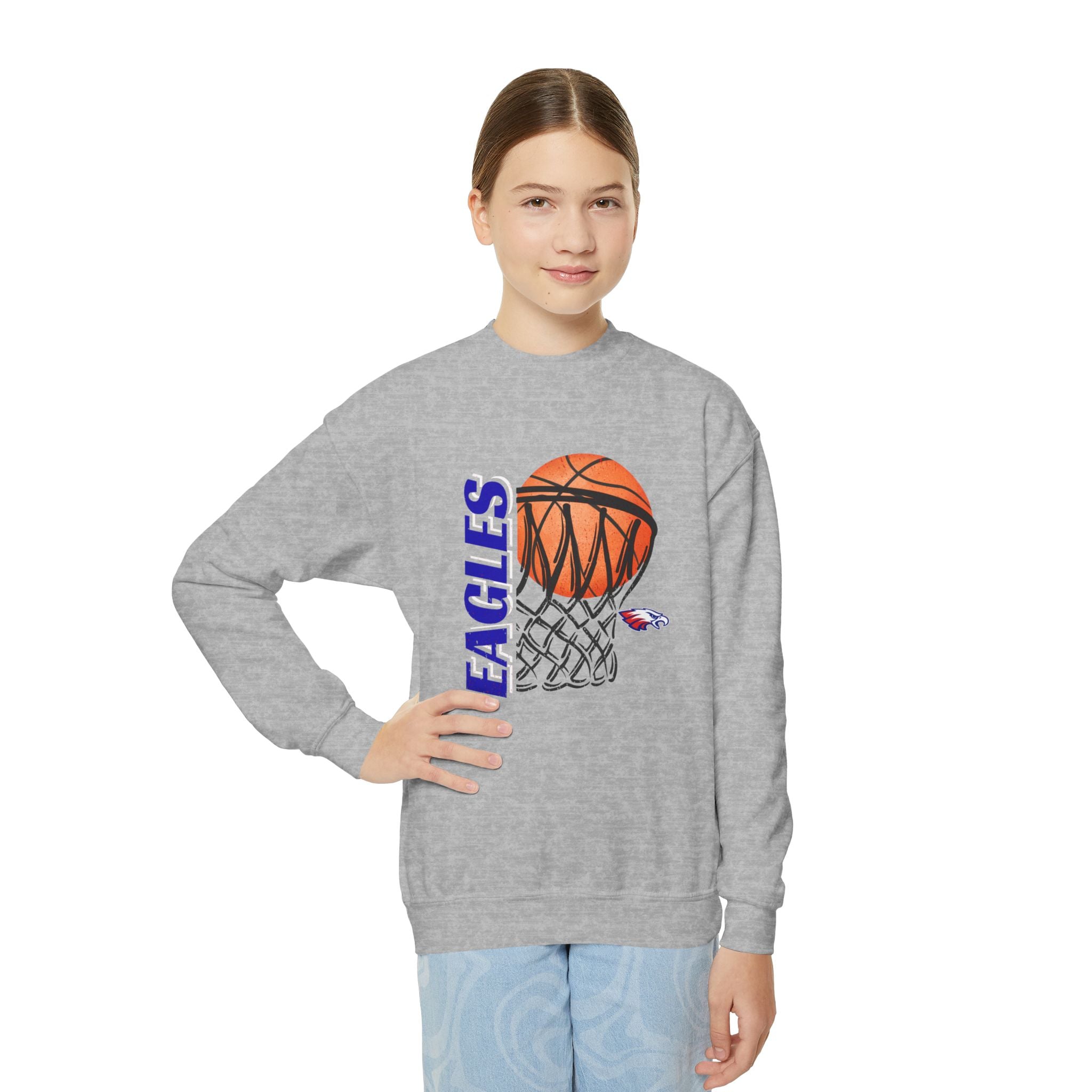 Distressed Hoops | Youth Crewneck